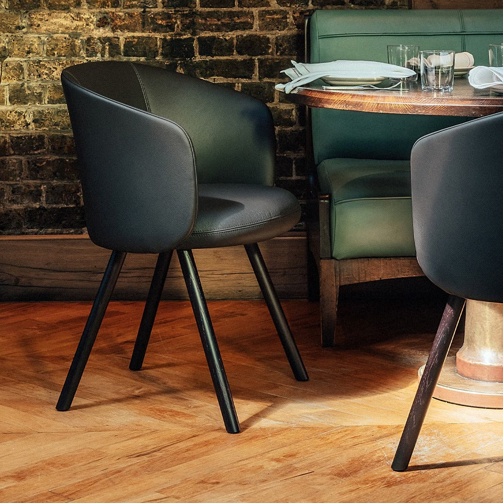 Black solid wood dining chair