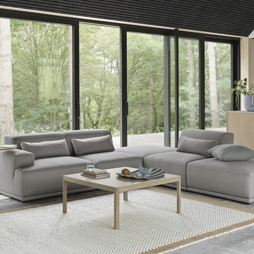 Deep seated modular sofa with plush cushioning