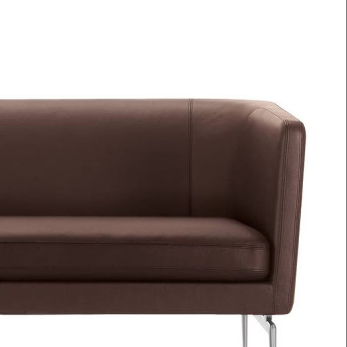 Modern dark brown faux leather 3 seater sofa