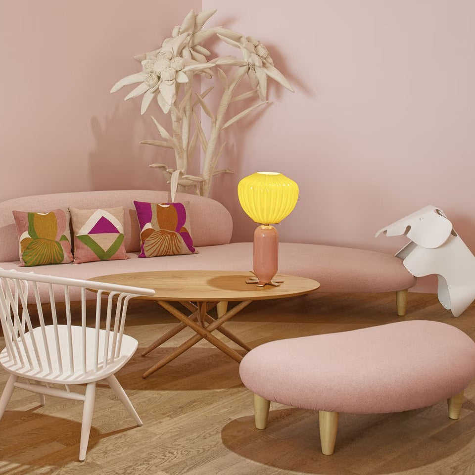Modern pink curved lounge sofa