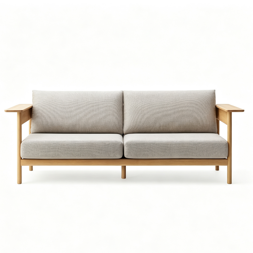 Solid oak frame 3 seater sofa