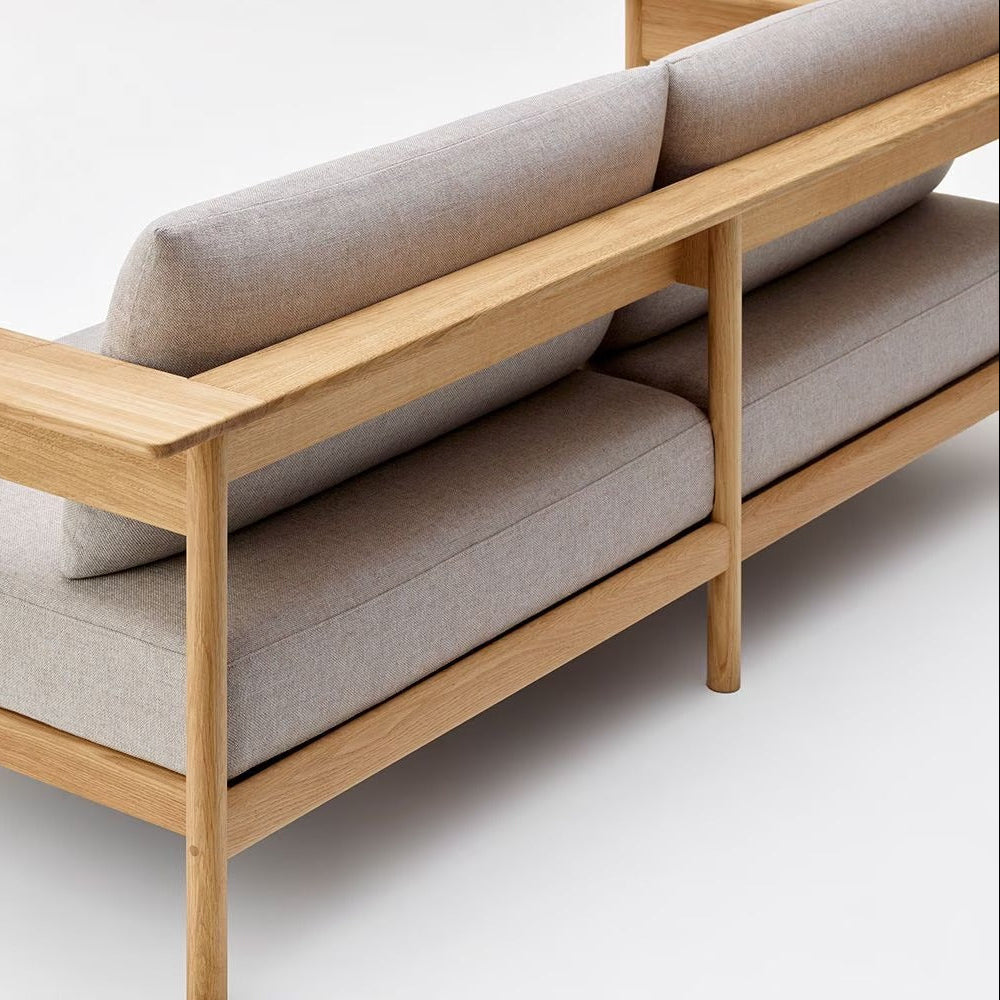 Solid oak frame 3 seater sofa