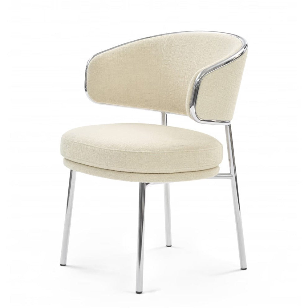 Upholstered dining chair with metal frame
