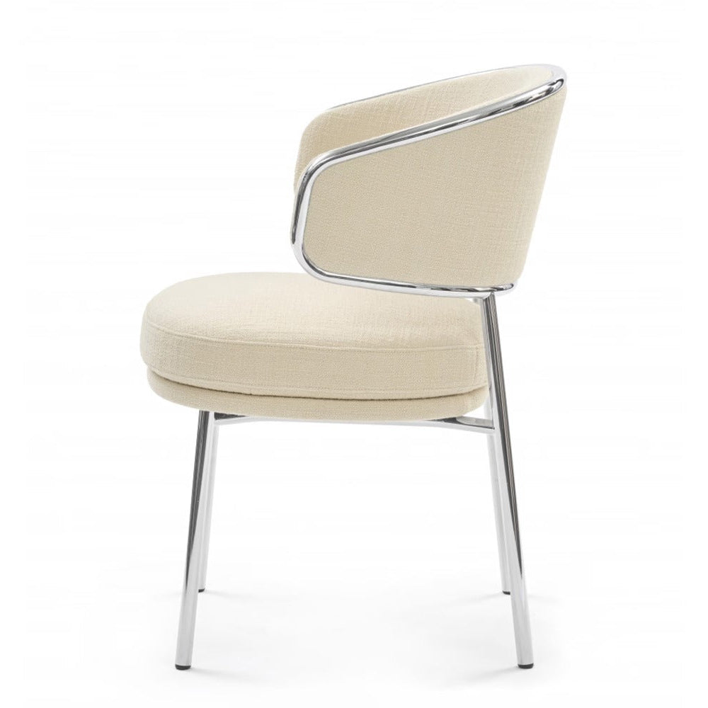 Upholstered dining chair with metal frame