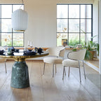 Upholstered dining chair with metal frame